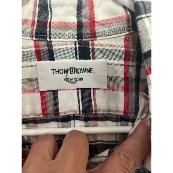 Thom Browne Plaid Print Long Sleeve Button Down Shirt Womens Size XS - Picture 3 of 9